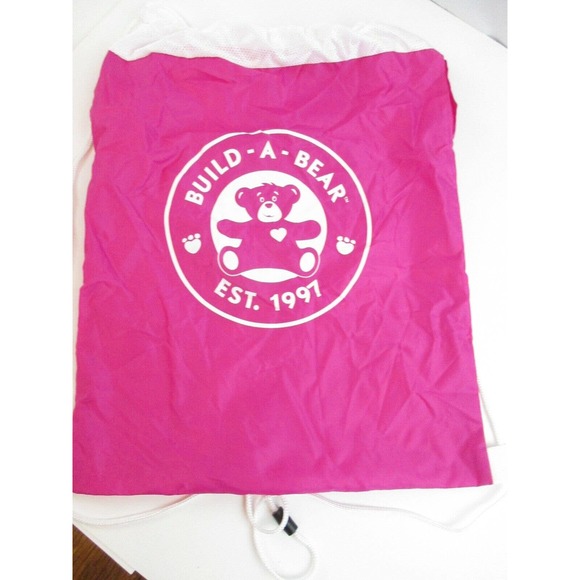 BAB Backpack Cinch Bag Drawstring Tote Pink/White - Picture 1 of 3